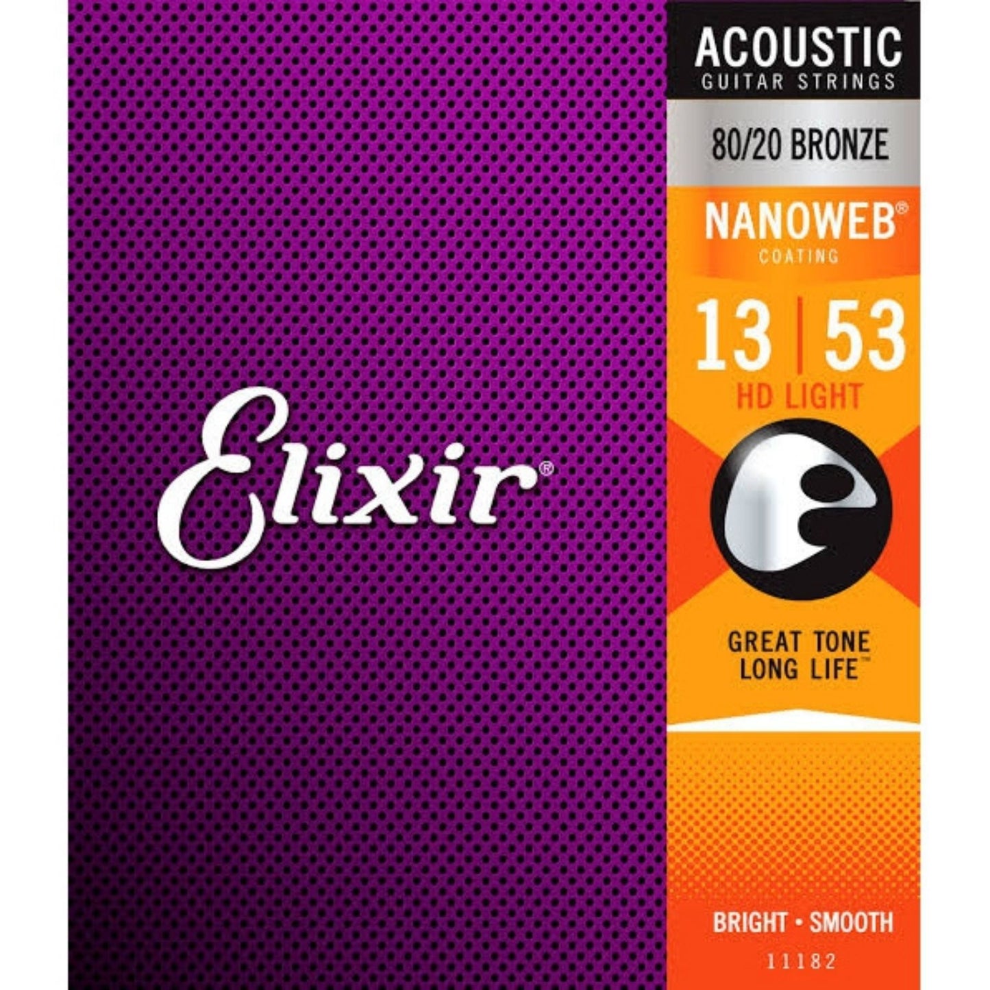 Elixir 11182 Nanoweb 80/20 Bronze Light Akustik Gitar Teli (13-53)