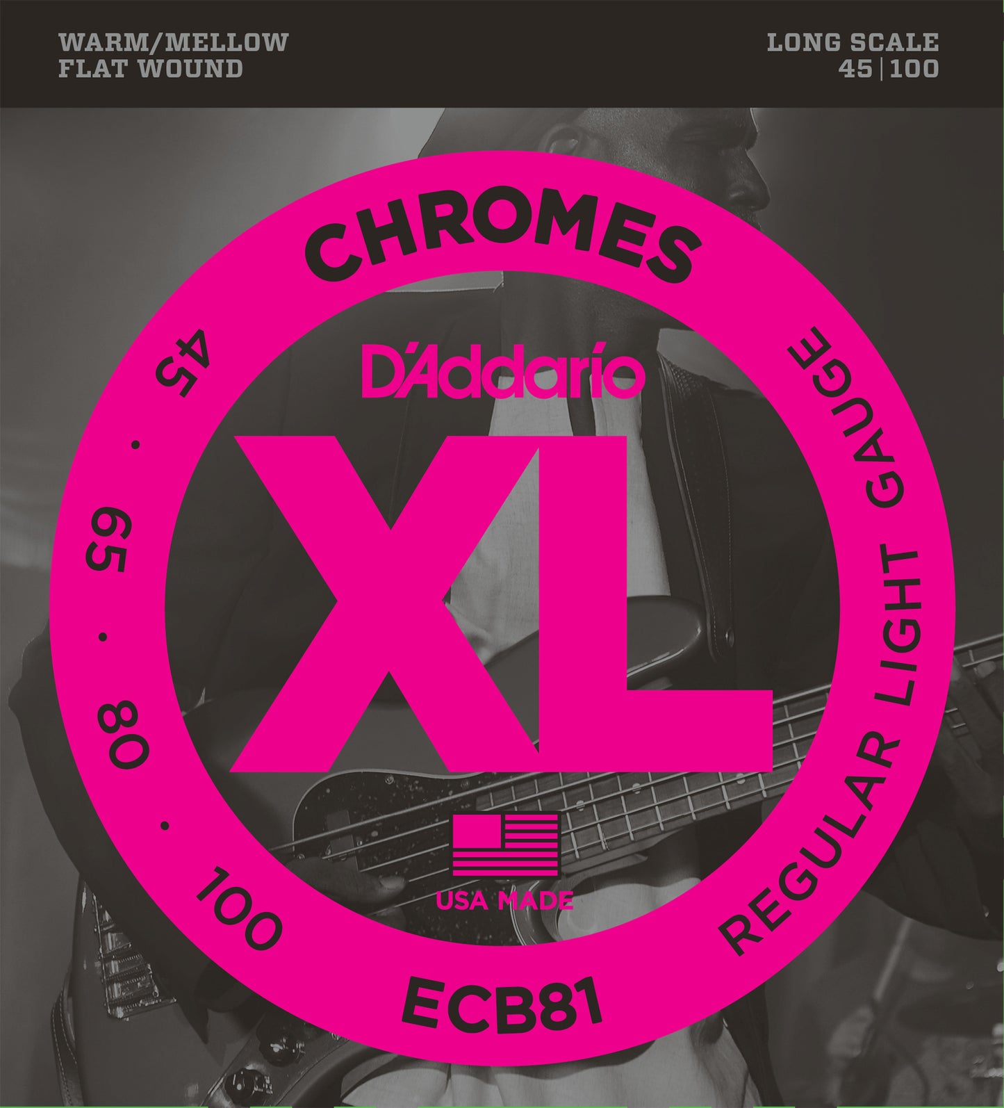 D'Addario ECB81 XL Chromes 4 Telli Bas Gitar Teli - Regular Light (40-100)