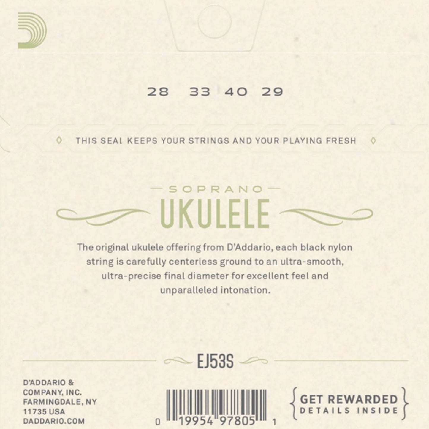 D'Addario EJ53S Soprano Ukulele Teli