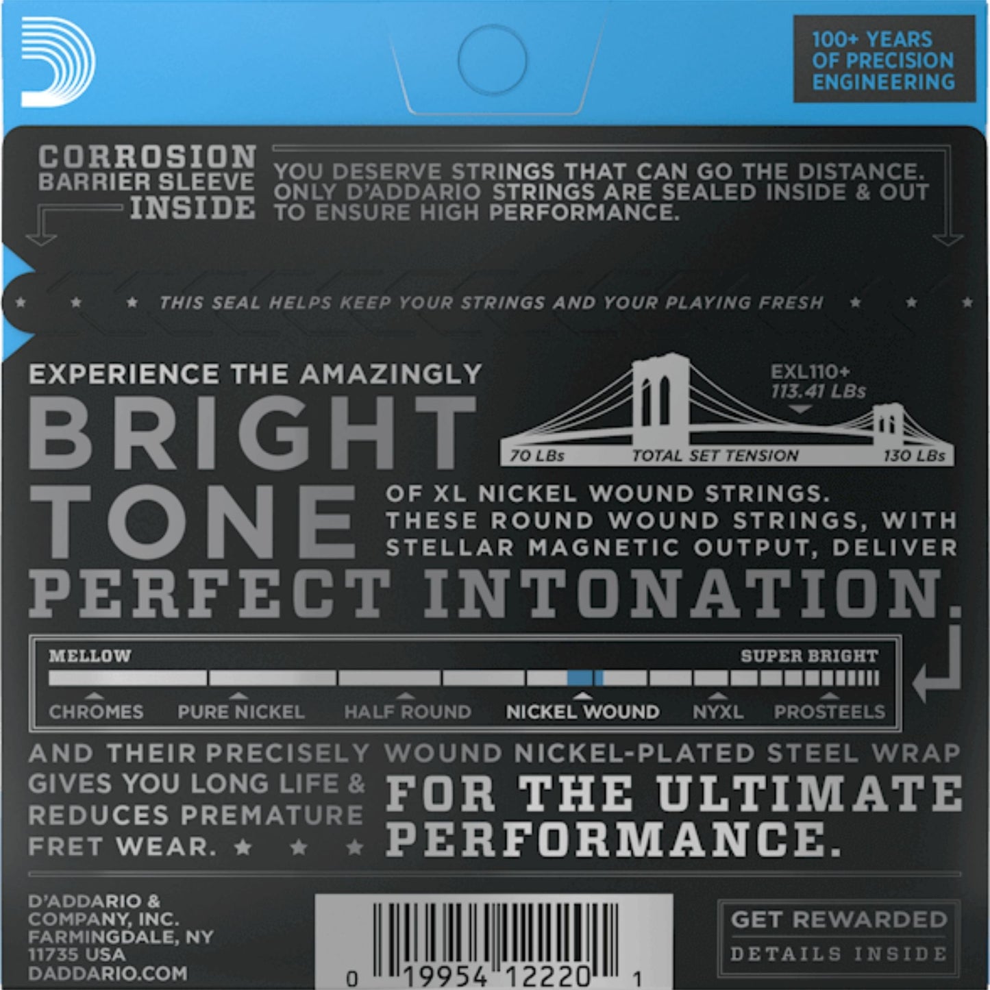 D'Addario EXL110+ XL Nickel Elektro Gitar Teli - Regular Light Plus (10.5-48)