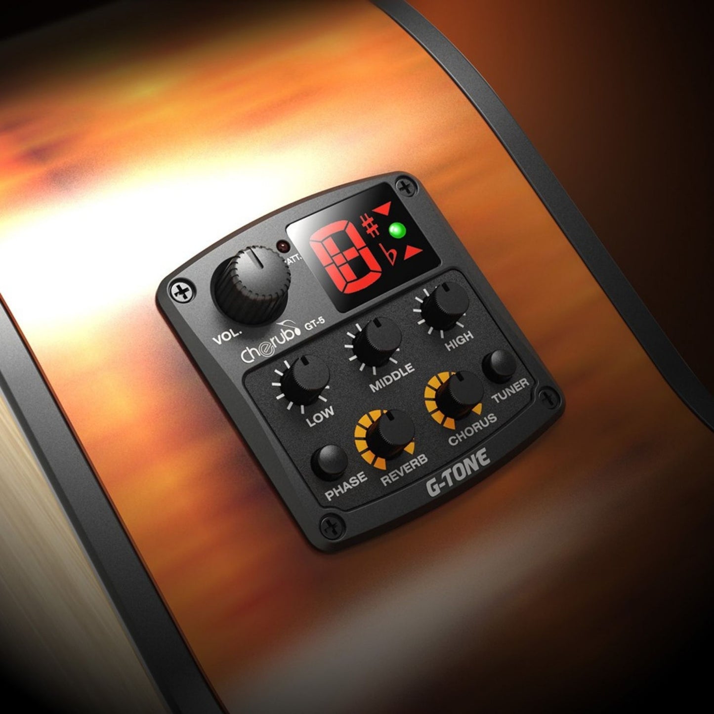 Cherub GT-5 Akustik Gitar Preamfi ve Tuner + Eşik Altı 3 Band EQ