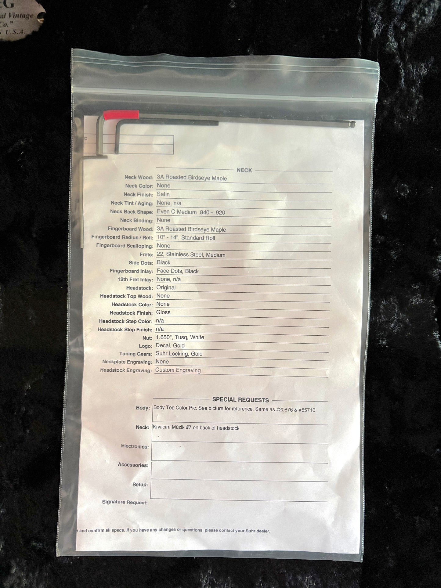 Suhr Kıvılcım Special Order Number 7 Custom Classic T