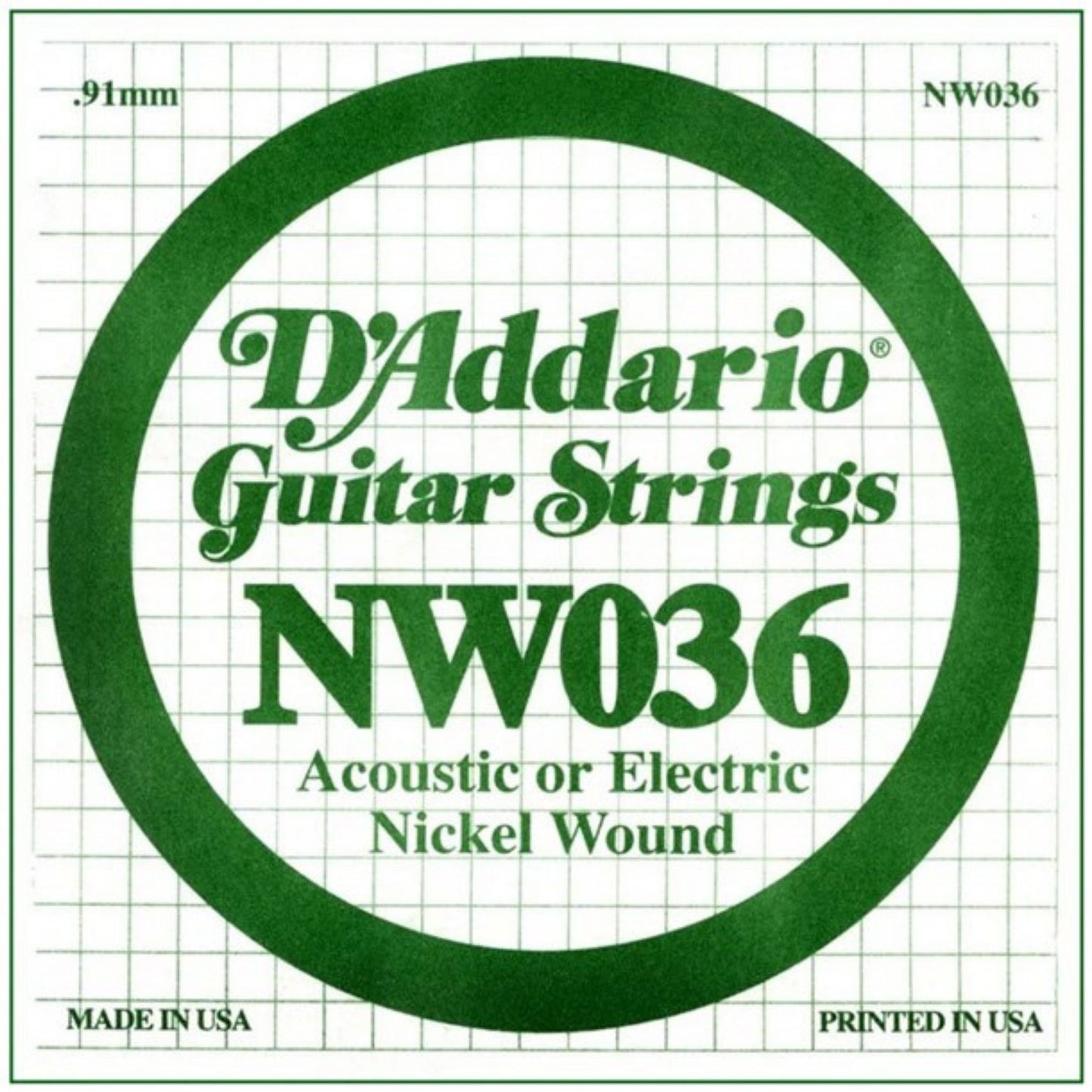 D'Addario NW036 Nickel Wound Elektro ve Akustik Gitar Tek Tel (36)