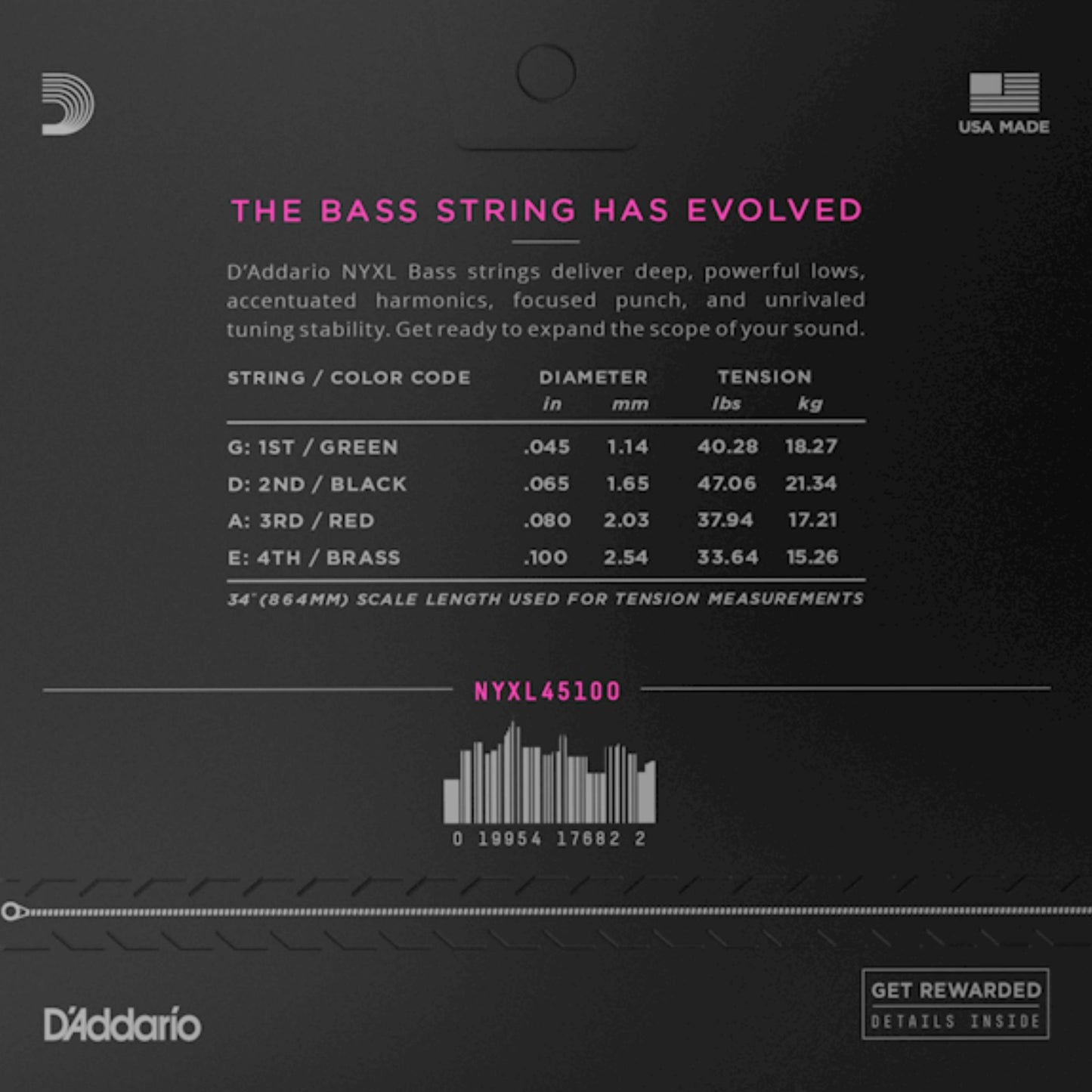 D'Addario NYXL45100 NYXL Nickel 4 Telli Bas Gi̇tar Teli - Regular Light (45-100)