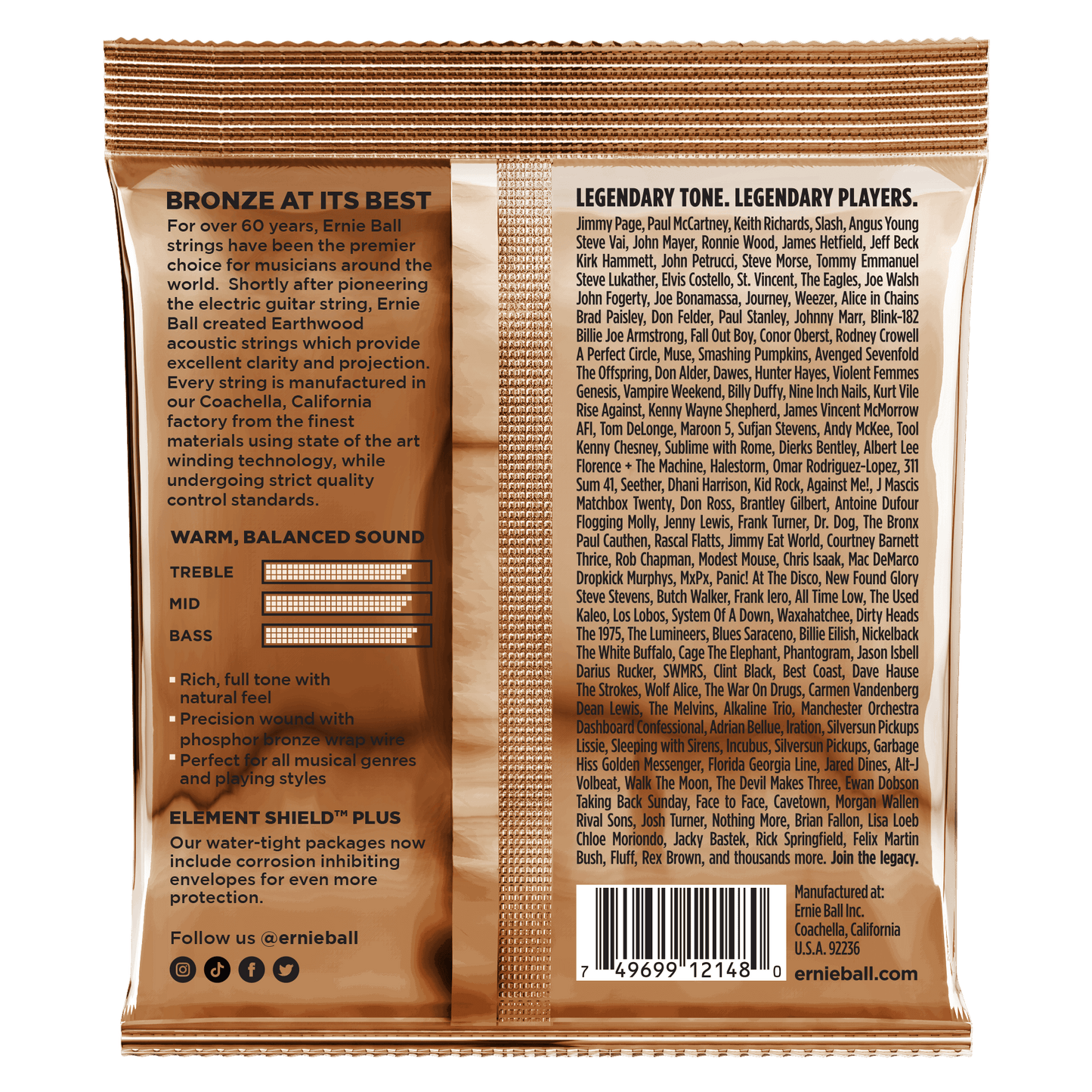 Ernie Ball 2148 Earthwood Phosphor Bronze Super Slinky Akustik Gitar Teli (11-52)