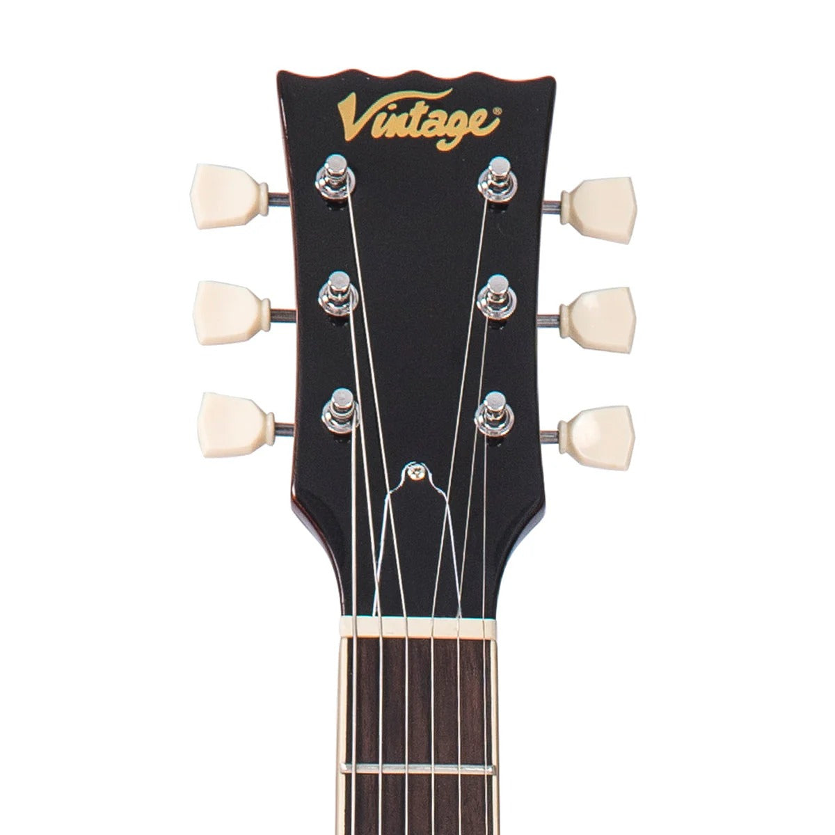 Vintage V100 Reissued Elektro Gitar - Flamed Amber (w/Bigsby)