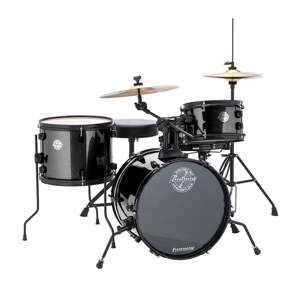 Ludwig LC178X016 The Pocket Kit By Questlove Black Sparkle Çocuklar için Akustik Davul Seti