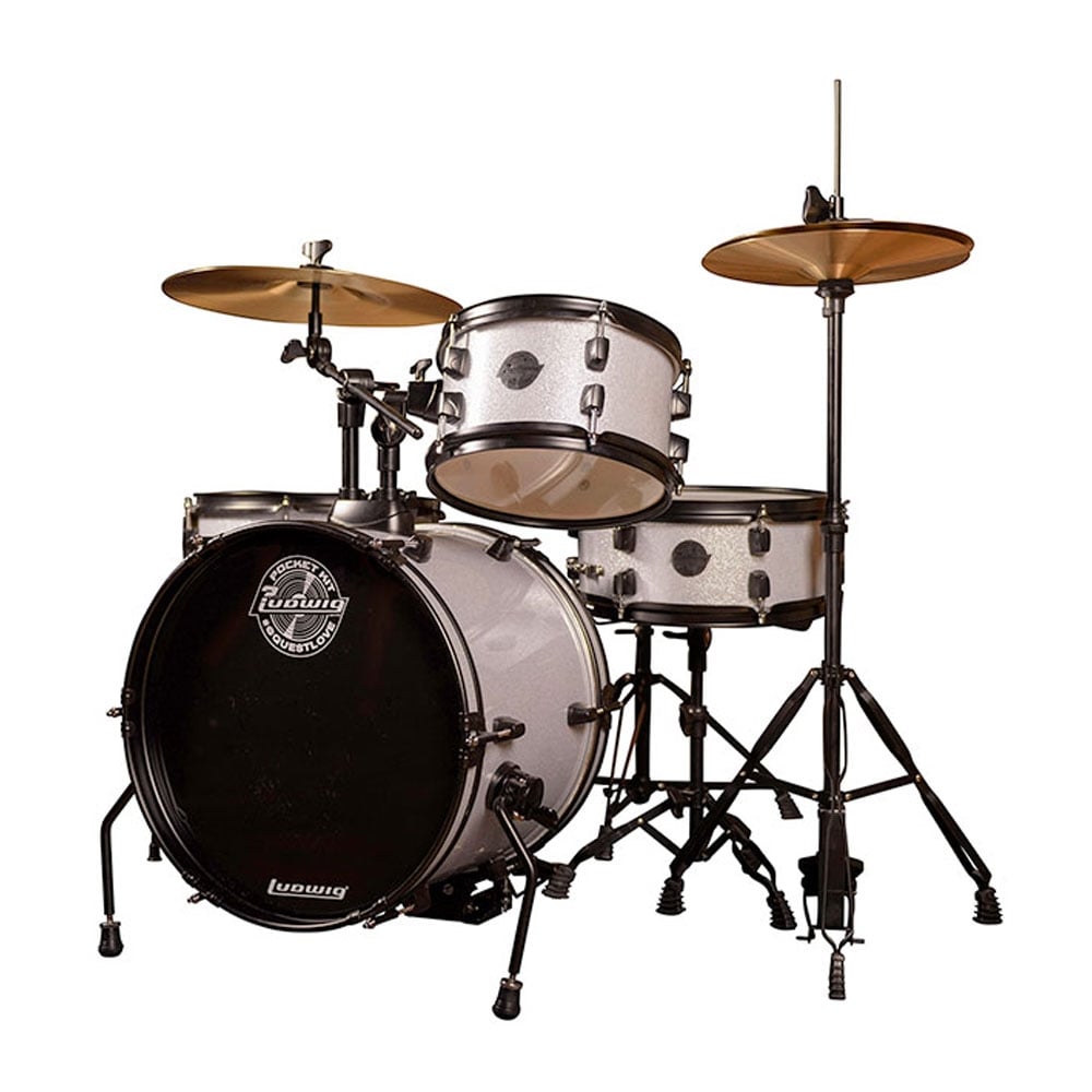 Ludwig LC178X029 The Pocket Kit By Questlove Silver Sparkle Çocuklar için Akustik Davul Seti