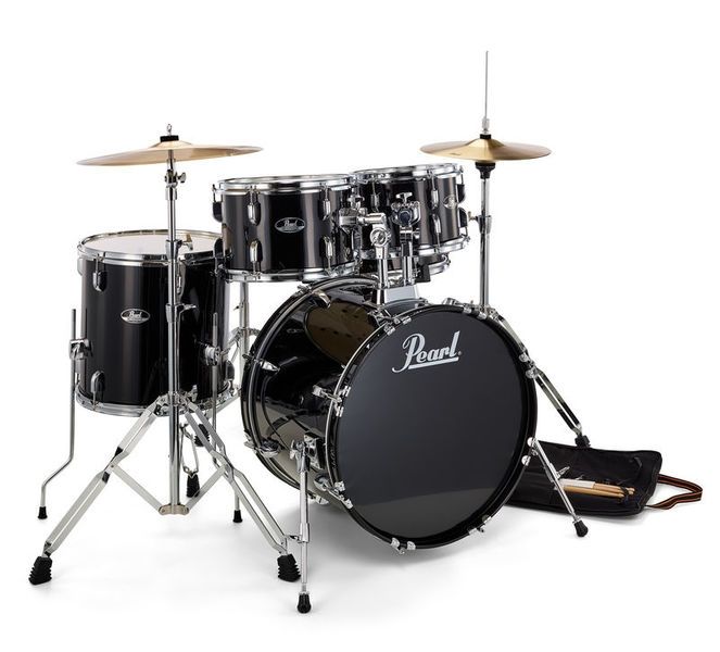 Pearl RS505C/C31 - Roadshow Jet Black 5 Parça (20B/10T/12T/14F/14S) Aksamlı & Zilli Akustik Davul Seti