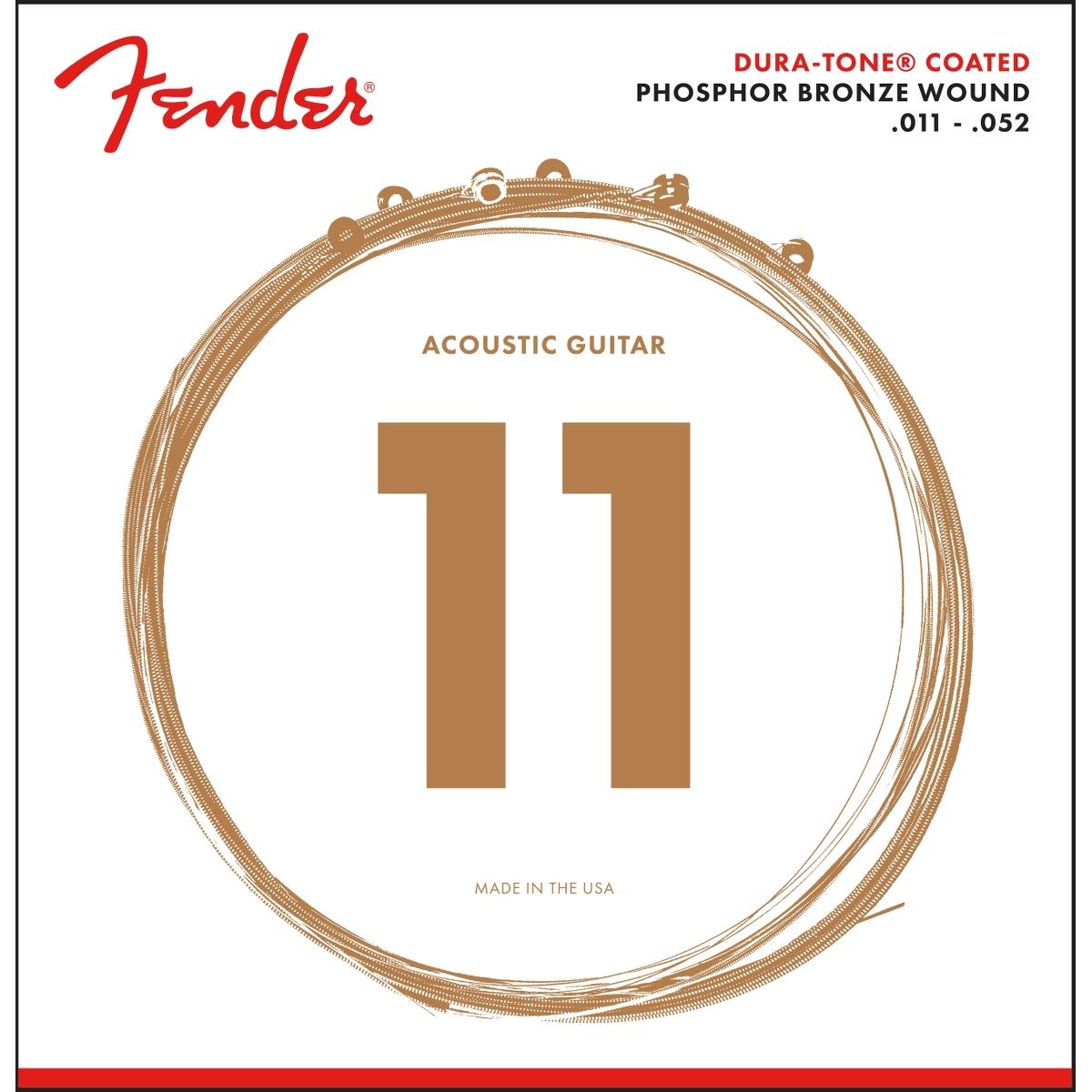 Fender 860CL Phosphor Bronze Dura-Tone Coated Akustik Gitar Teli (11-52)