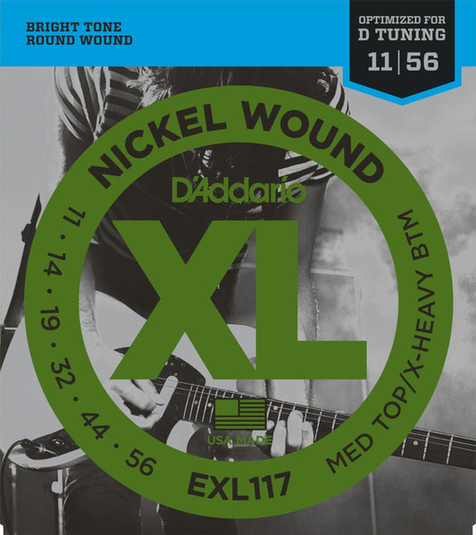 D'Addario EXL117 XL Nickel Elektro Gitar Teli - Medium/X-Heavy (11-56)