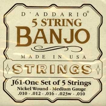 D'Addario J61 Nickel 4 Telli Banjo Teli - Medium