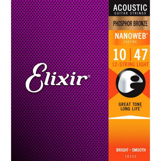 Elixir 16152 Nanoweb Phosphor Bronze 12 Telli Akustik Gitar Teli (10-47)