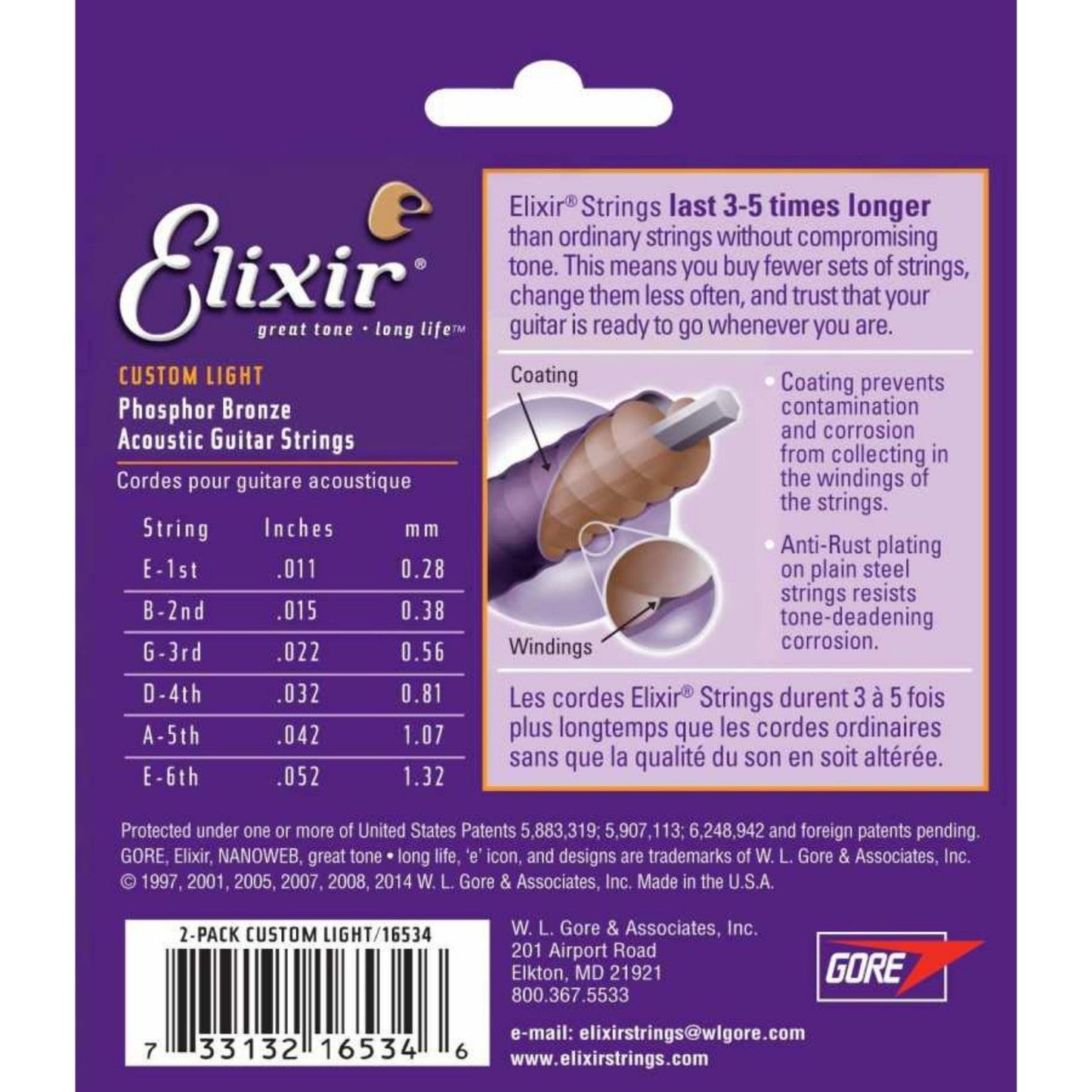 Elixir 16534 Nanoweb Phosphor Bronze Akustik Gitar Teli (11-52) | 2'li Paket