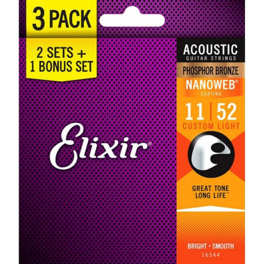 Elixir 16544 Nanoweb Bronze Akustik Gitar Teli (11-52)