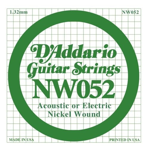 D'Addario NW052 Nickel Wound Elektro ve Akustik Gitar Tek Tel (52)