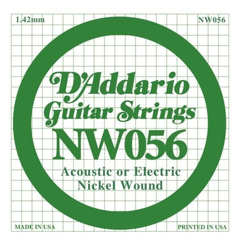 D'Addario NW056 Nickel Wound Elektro ve Akustik Gitar Tek Tel (56)