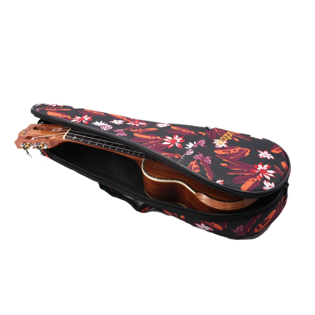 Wagon 03 Serisi Concert Ukulele Çantası - Siyah Yaprak