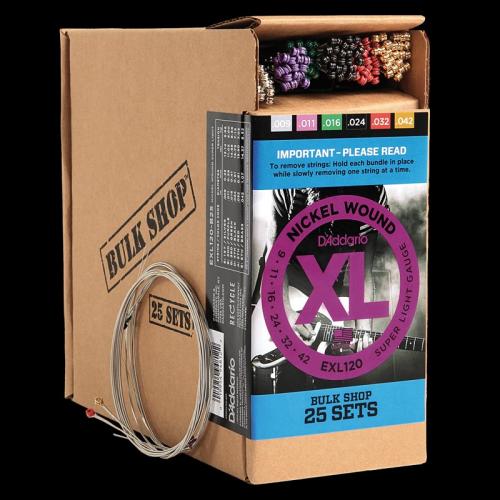 D'Addario EXL120-B25 XL Nickel Elektro Gitar Teli - Super Light (9-42) (25'li Paket)