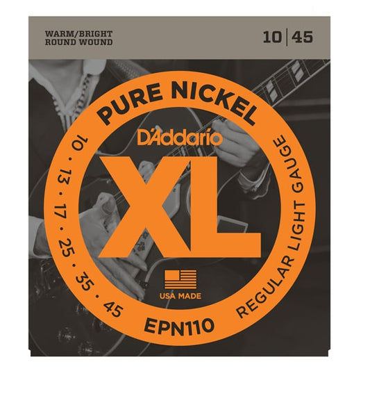 D'Addario EPN110 XL Pure Nickel Elektro Gitar Teli - Regular Light (10-45)