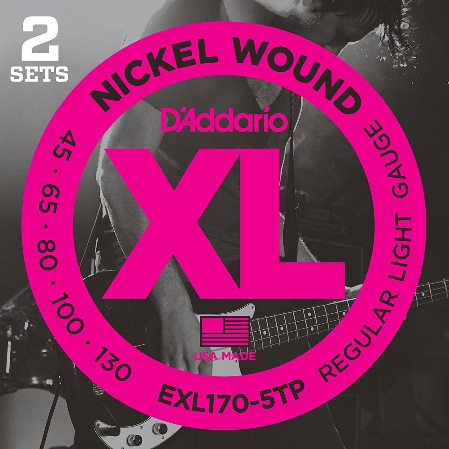 D'Addario EXL170-5TP XL Nickel 5 Telli Bas Gitar Teli - Regular Light (45-130) (2’li Paket)