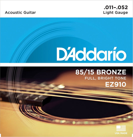 D'Addario EZ910 85/15 Bronze Akustik Gitar Teli - Light (11-52)