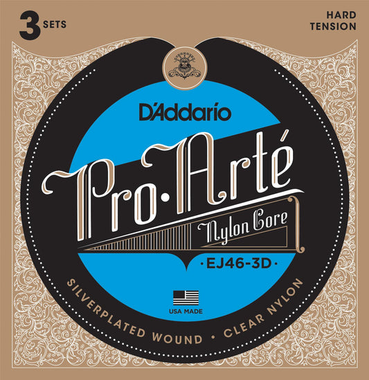 D'Addario EJ46-3D Pro-Arte Nylon Hard Tension Klasik Gitar Teli (3'lü Paket)