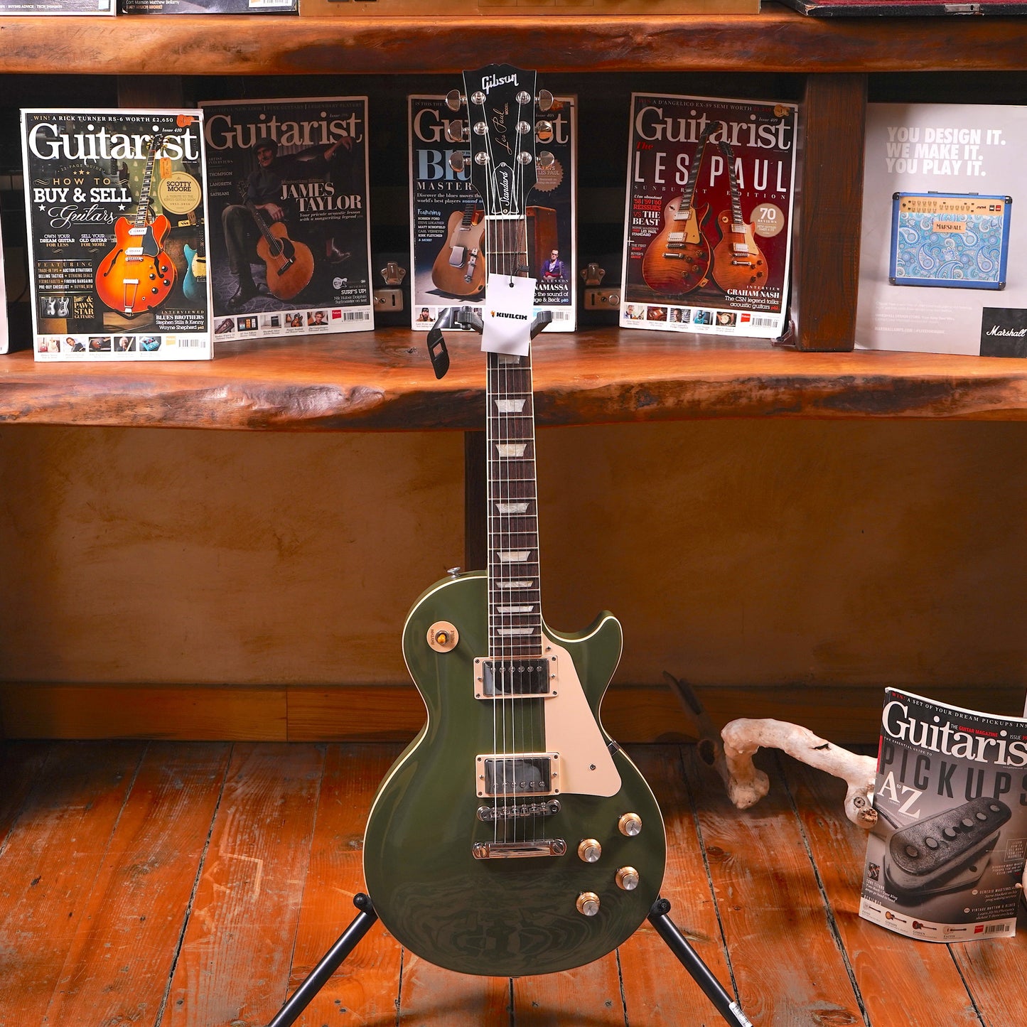 Gibson Les Paul Standard '60s Plain Top Exclusive Elektro Gitar - Olive Drab Gloss (2.El)
