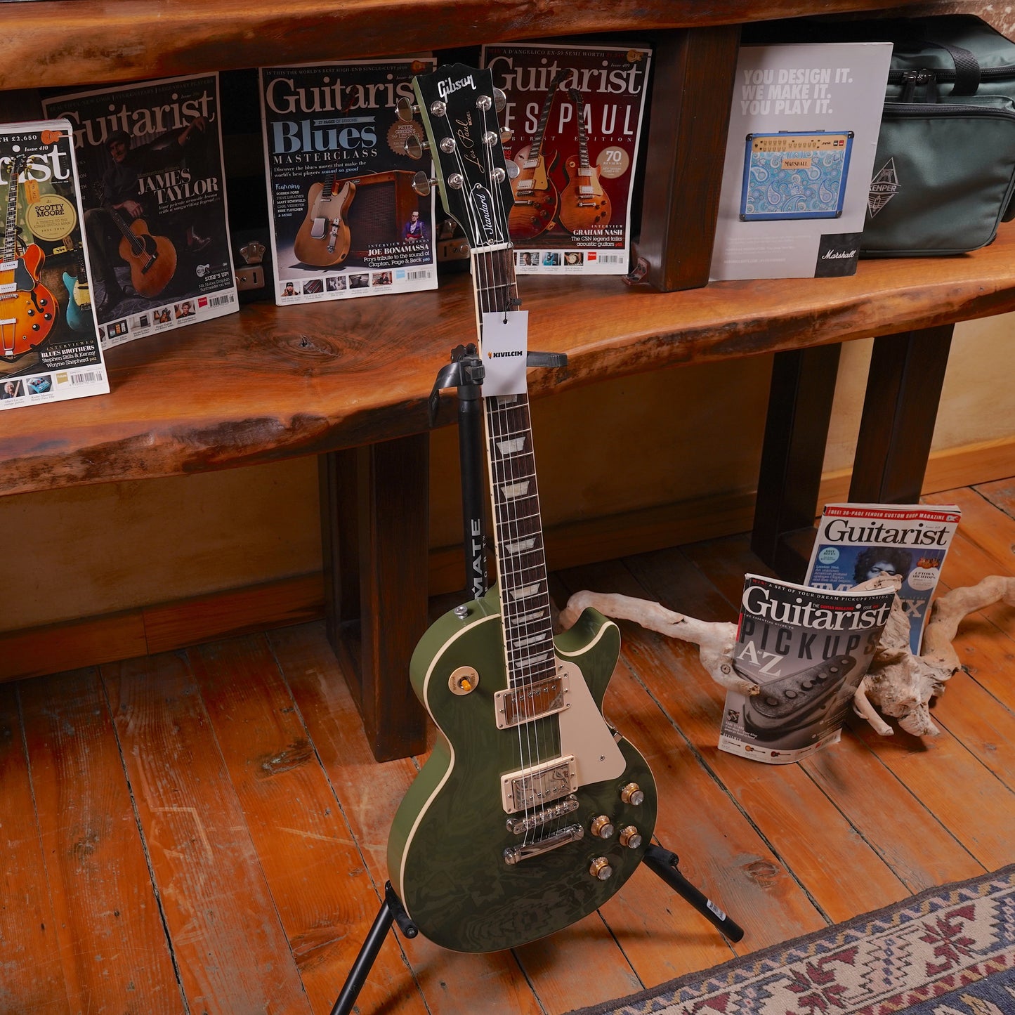 Gibson Les Paul Standard '60s Plain Top Exclusive Elektro Gitar - Olive Drab Gloss (2.El)