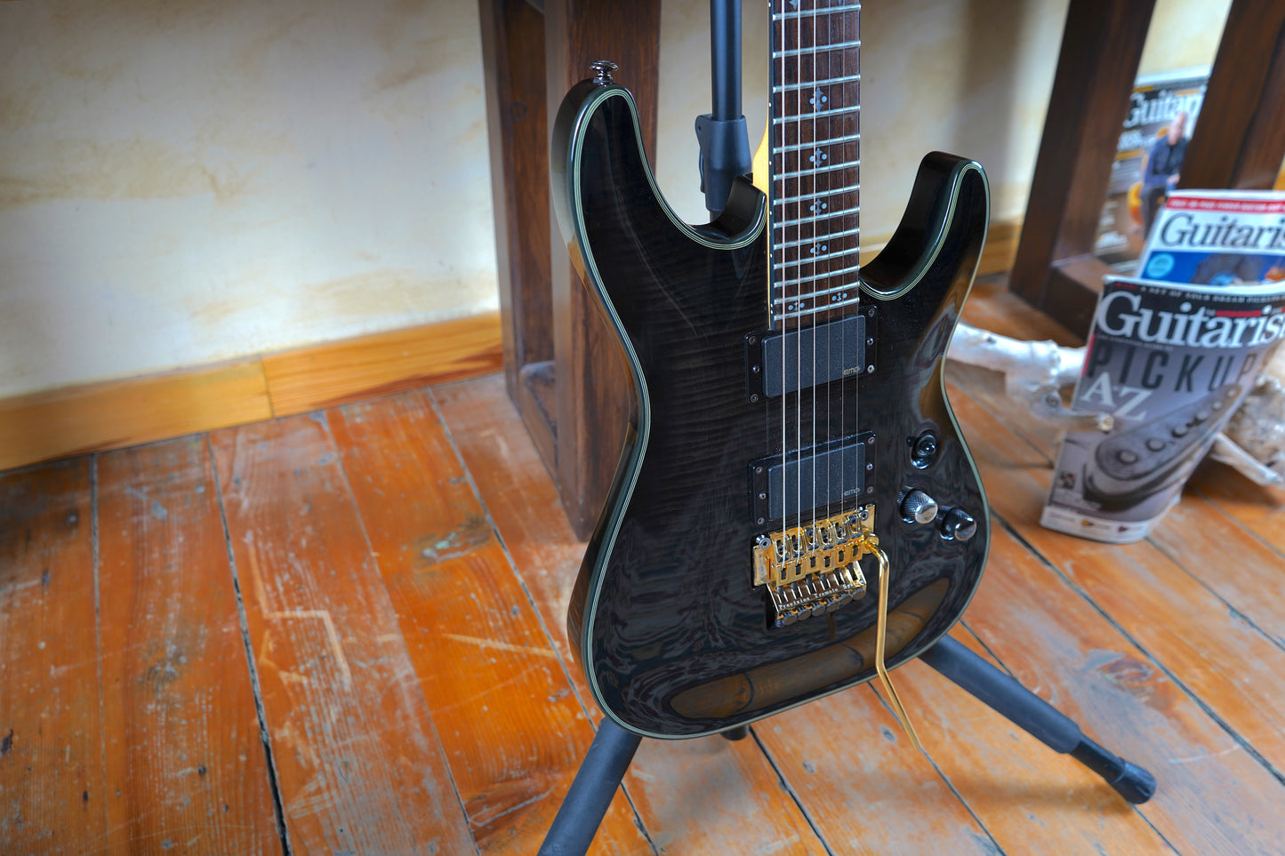 Schecter Damien Elite 6 FR Elektro Gitar - Trans Black Burst (2.El)