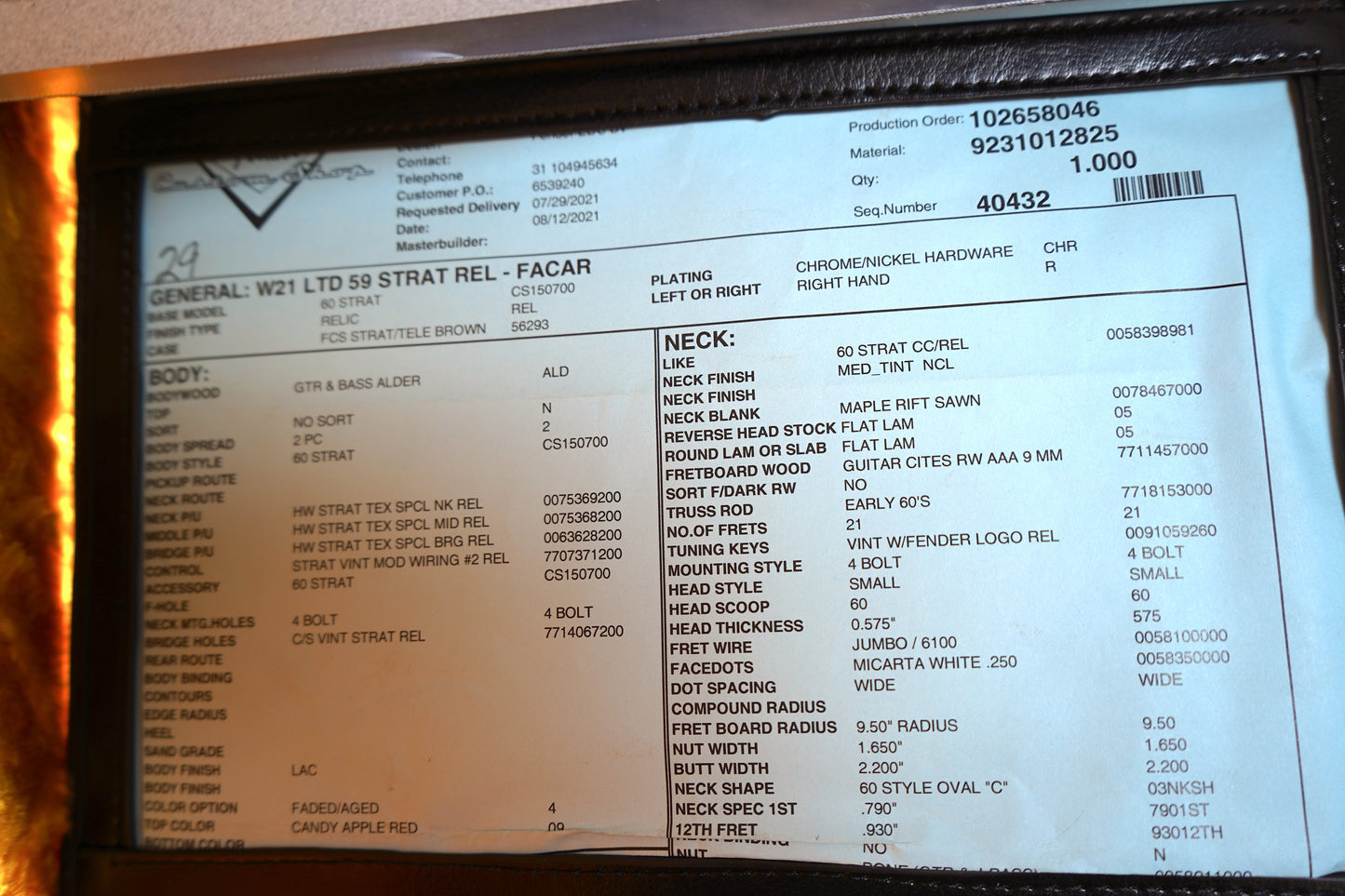 Fender W21 Ltd 59 Stratocaster Relic Elektro Gitar - Faded Candy Apple Red (2.El)