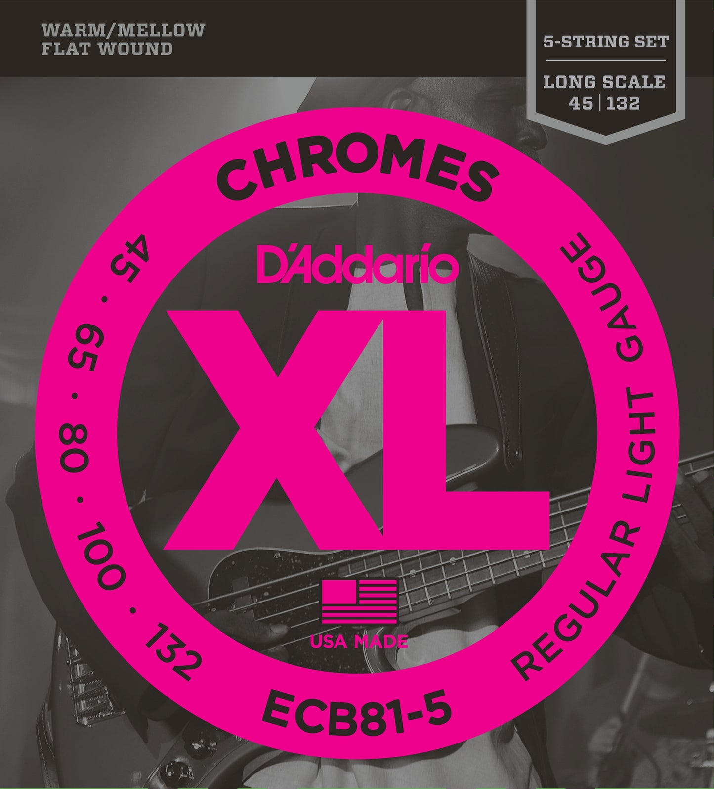 D'Addario ECB81-5 XL Chromes 5 Telli Bas Gitar Teli - Regular Light (40-132)