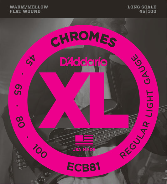 D'Addario ECB81 XL Chromes 4 Telli Bas Gitar Teli - Regular Light (40-100)