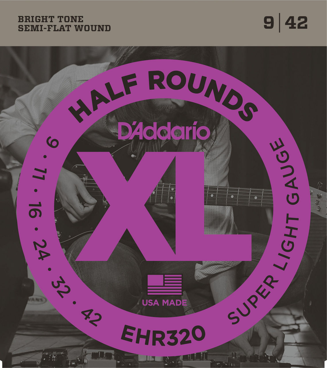 D'Addario EHR320 XL Half Rounds Elektro Gitar Teli - Super Light (9-42)