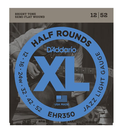 D'Addario EHR350 XL Half Rounds Elektro Gitar Teli - Jazz Light (12-52)