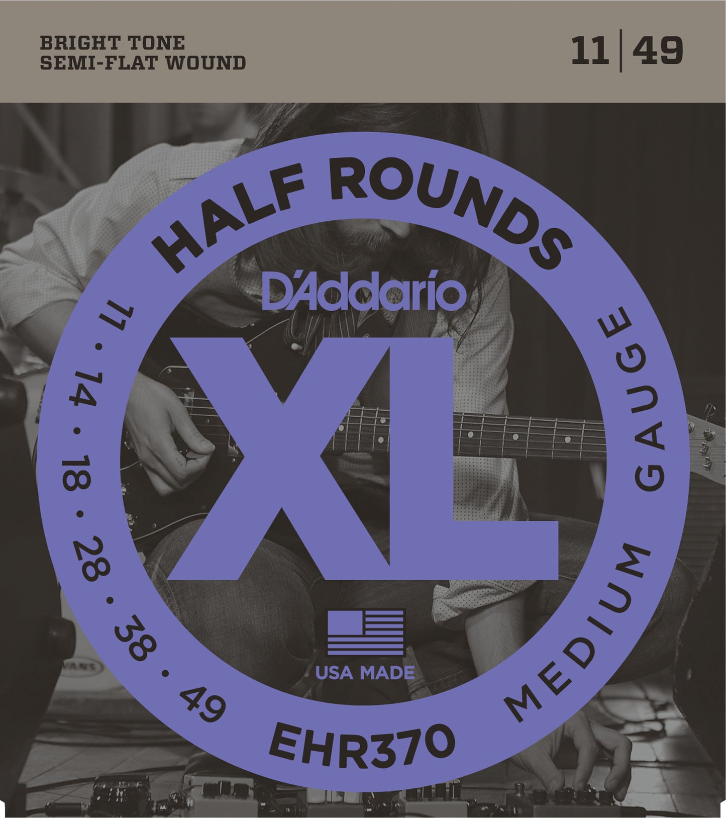 D'Addario EHR370 XL Half Rounds Elektro Gitar Teli - Medium (11-49)