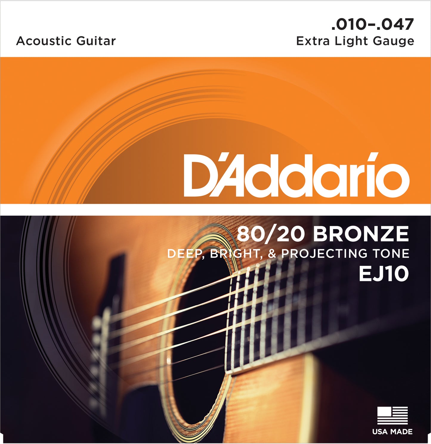 D'Addario EJ10 80/20 Bronze Akustik Gitar Teli - Extra Light (10-47)