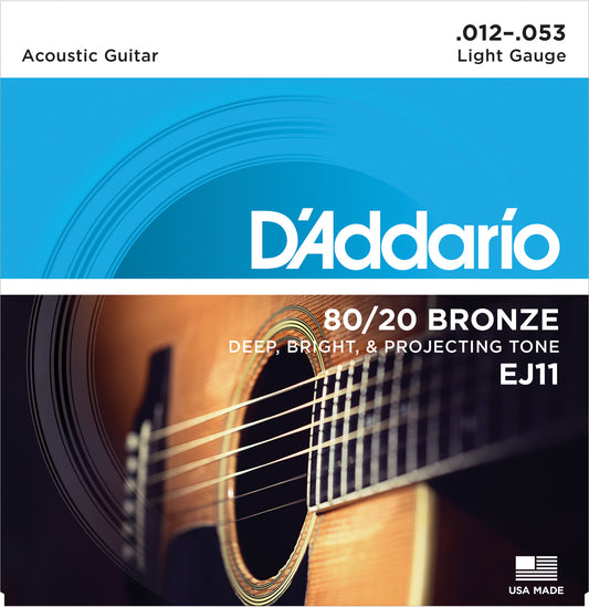 D'Addario EJ11 80/20 Bronze Akustik Gitar Teli - Light (12-53)