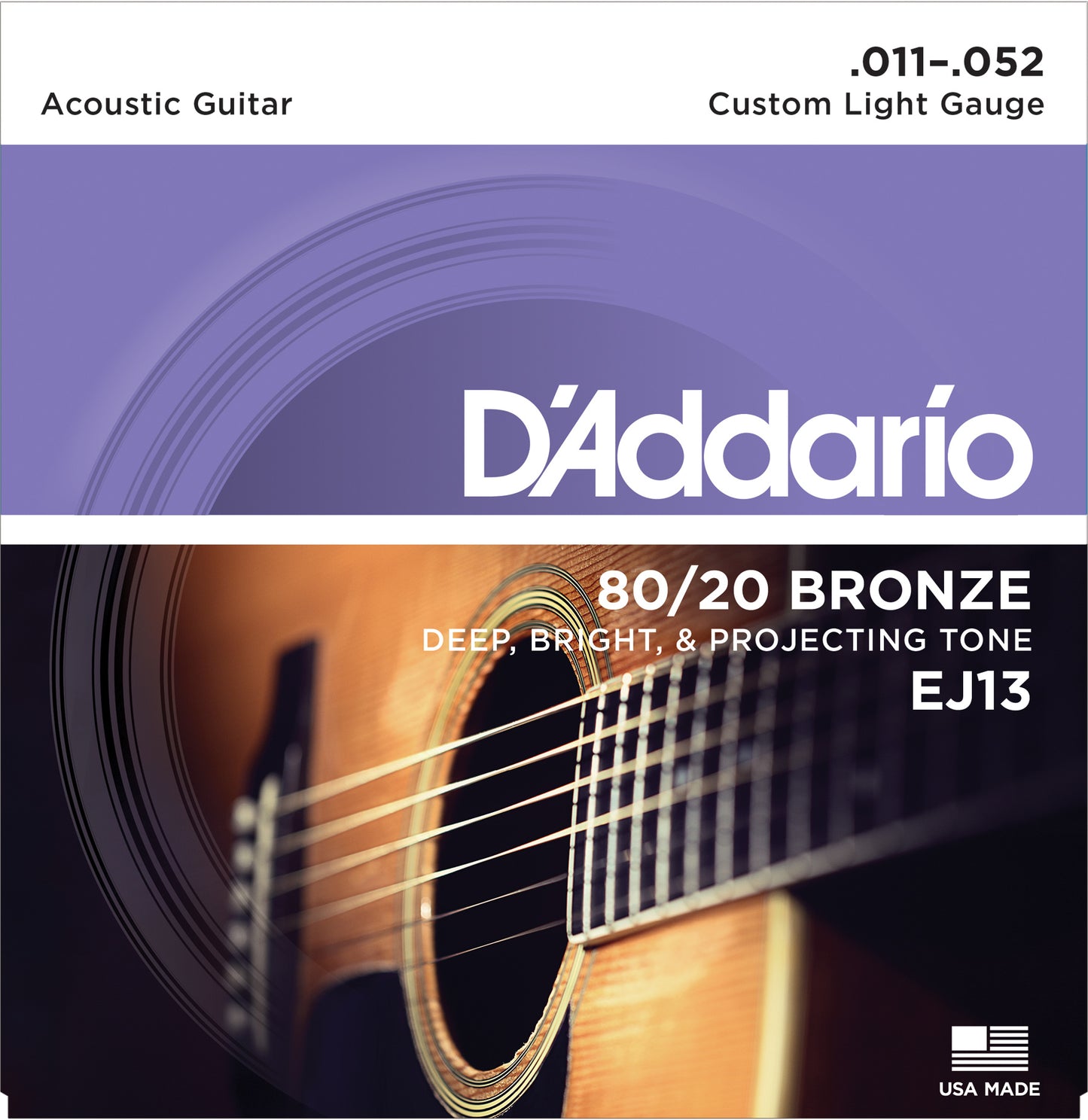 D'Addario EJ13 80/20 Bronze Akustik Gitar Teli - Custom Light (11-52)