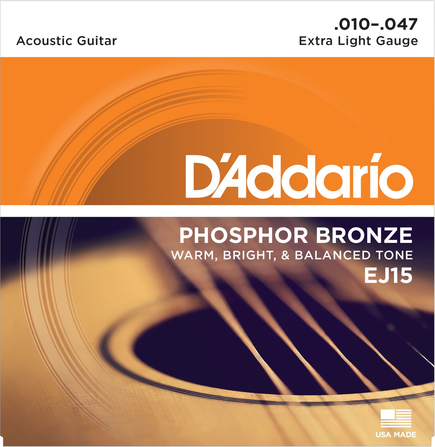 D'Addario EJ15 Phosphor Bronze Akustik Gitar Teli - Extra Light (10-47)