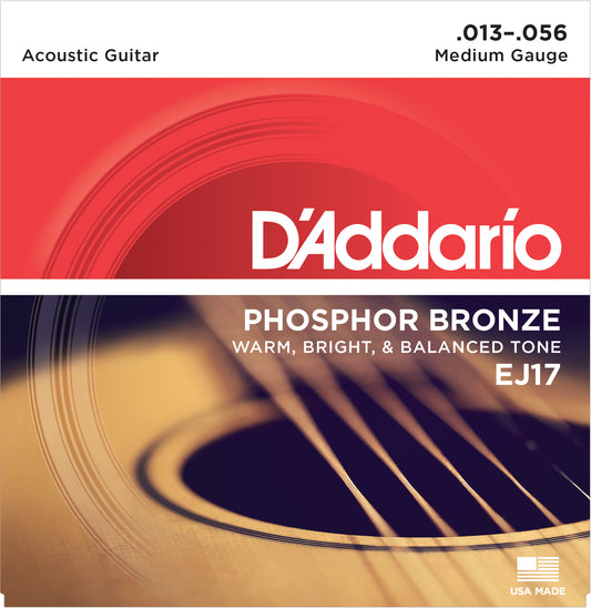 D'Addario EJ17 Phosphor Bronze Akustik Gitar Teli - Medium (13-56)