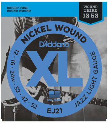 D'Addario EJ21 XL Nickel Elektro Gitar Teli - Jazz Light (12-52)