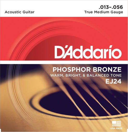 D'Addario EJ24 Phosphor Bronze Akustik Gitar Teli - True Medium (13-56)