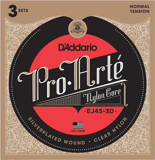 D'Addario EJ45-3D Pro-Arte Nylon Normal Tension Klasik Gitar Teli (3'lü Paket)