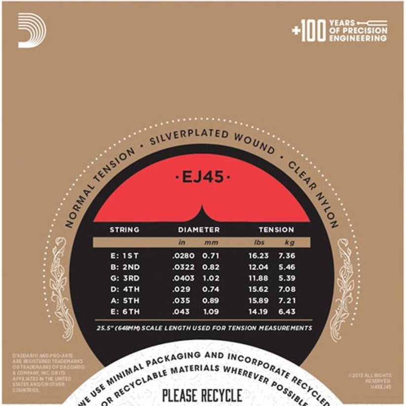 D'Addario EJ45-3D Pro-Arte Nylon Normal Tension Klasik Gitar Teli (3'lü Paket)