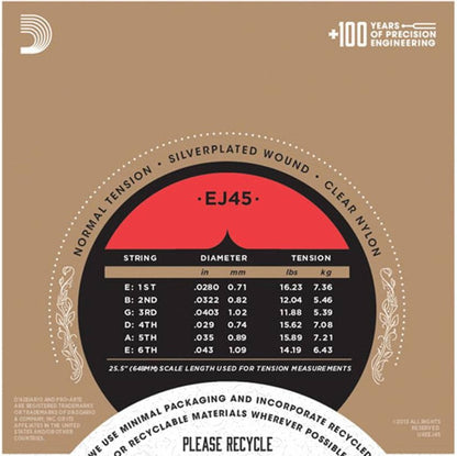 D'Addario EJ45-3D Pro-Arte Nylon Normal Tension Klasik Gitar Teli (3'lü Paket)