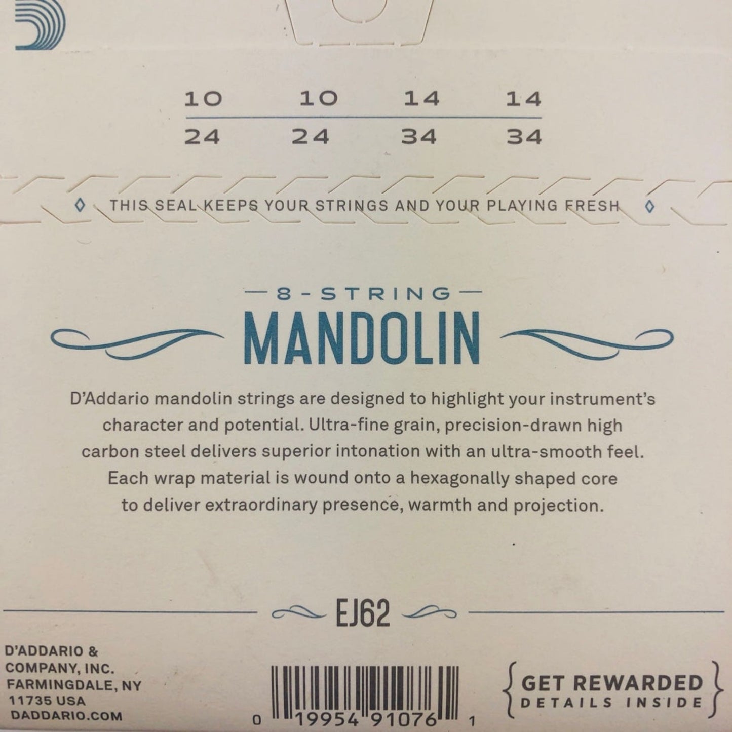 D'Addario EJ62 80/20 Bronze Mandolin Teli