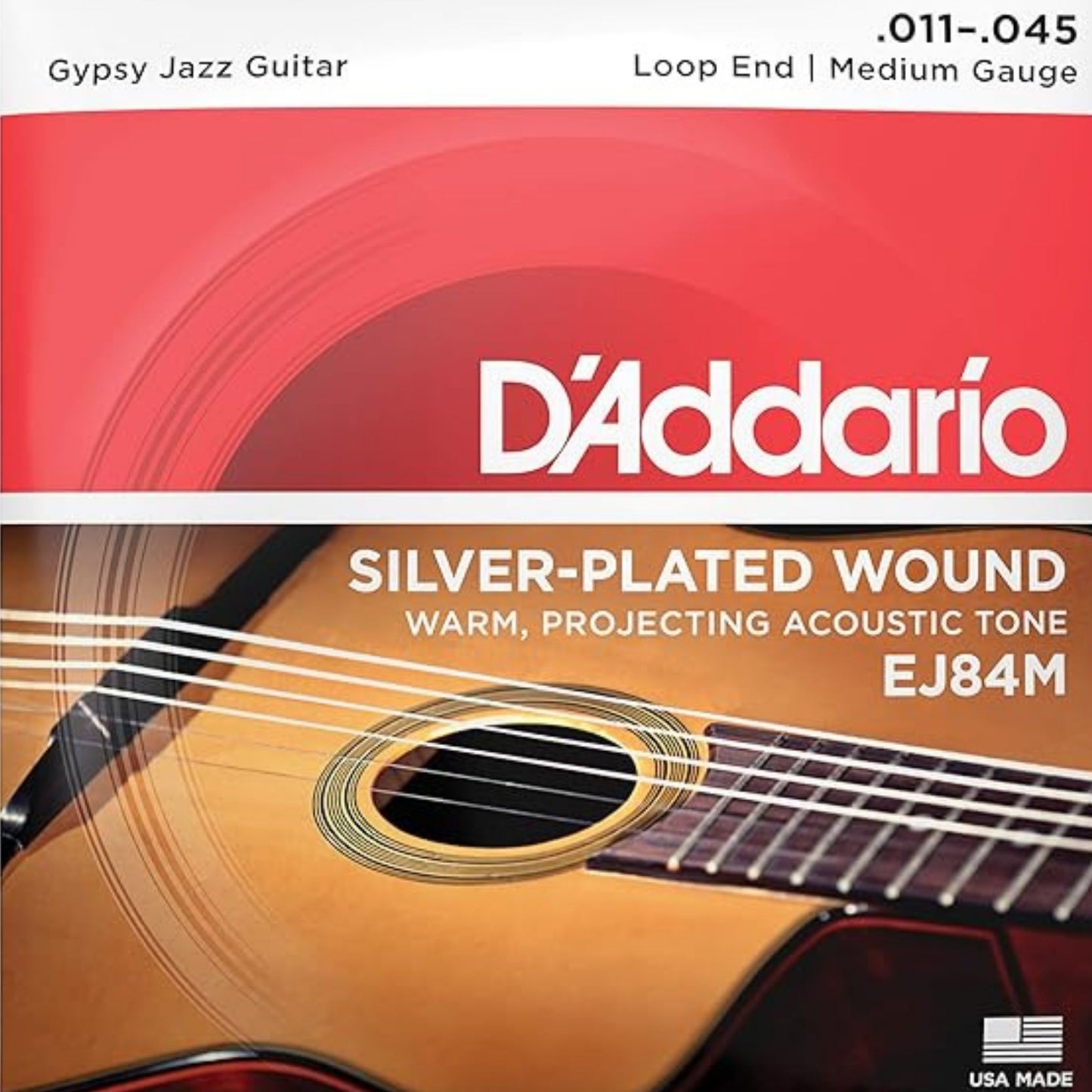 D'Addario EJ84M Silver-Plated Gypsy Jazz Akustik Gitar Teli - Medium (11-45)