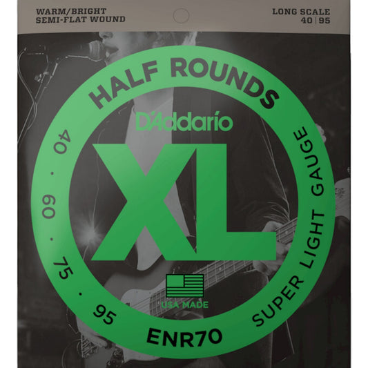 D'Addario ENR70 XL Half Rounds 4 Telli Bas Gitar Teli - Super Light (40-95)