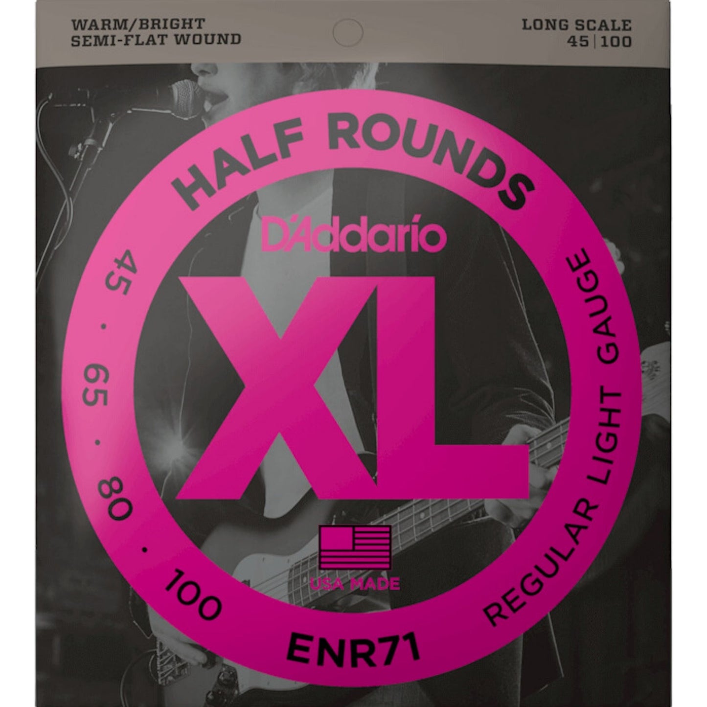 D'Addario ENR71 XL Half Rounds 4 Telli Bas Gitar Teli - Regular Light (45-100)